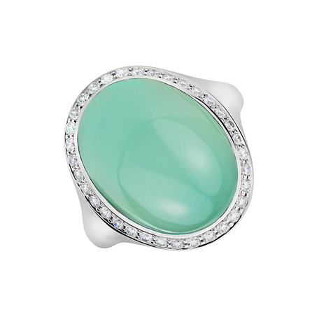 Prsteň s chalcedonom a diamantmi Gem Sparkle