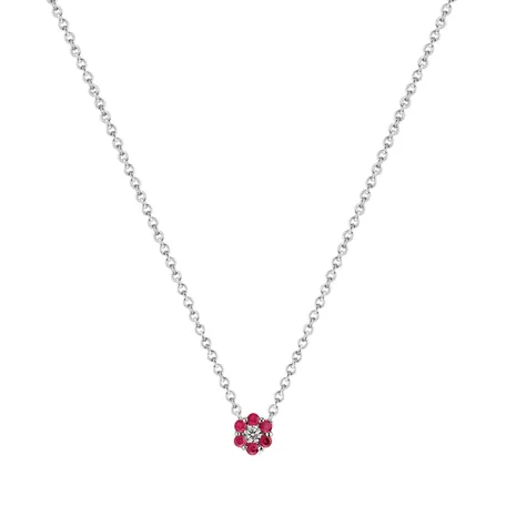 Náhrdelník s diamantom a rubínmi Shiny Flower