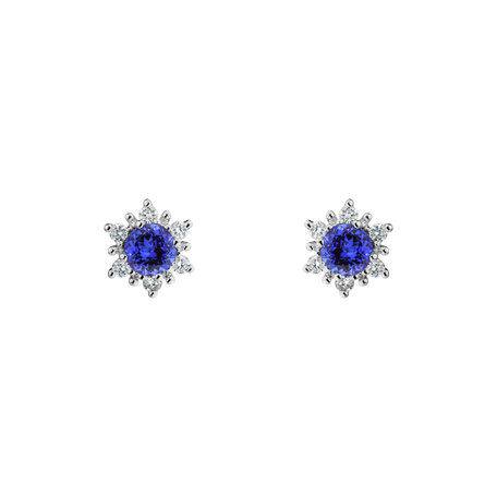 Náušnice s tanzanitom a diamantmi Snow Star