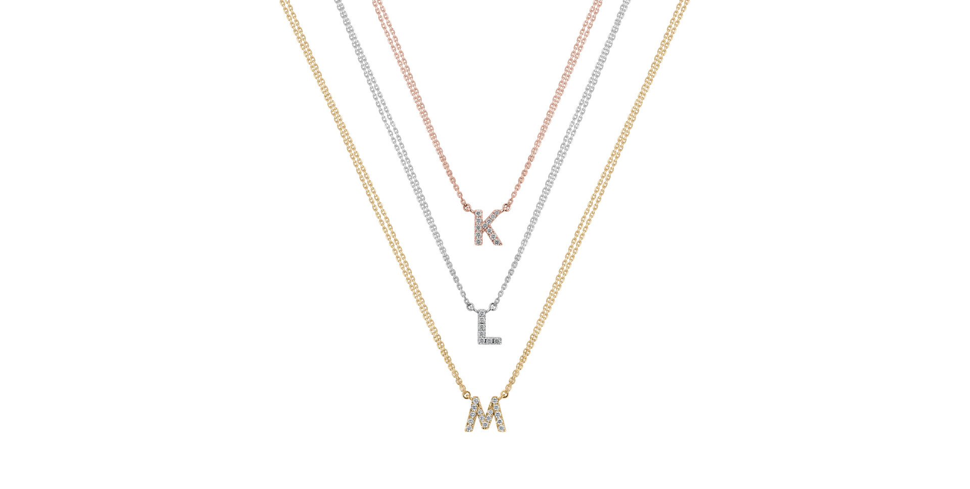 Náhrdelník 14kt ružové zlato s diamantom Shiny Alphabet