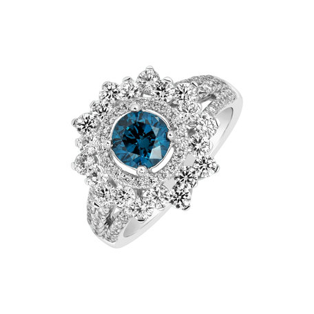 Prsteň s modrým diamantom a bielymi diamantmi Royal Despair