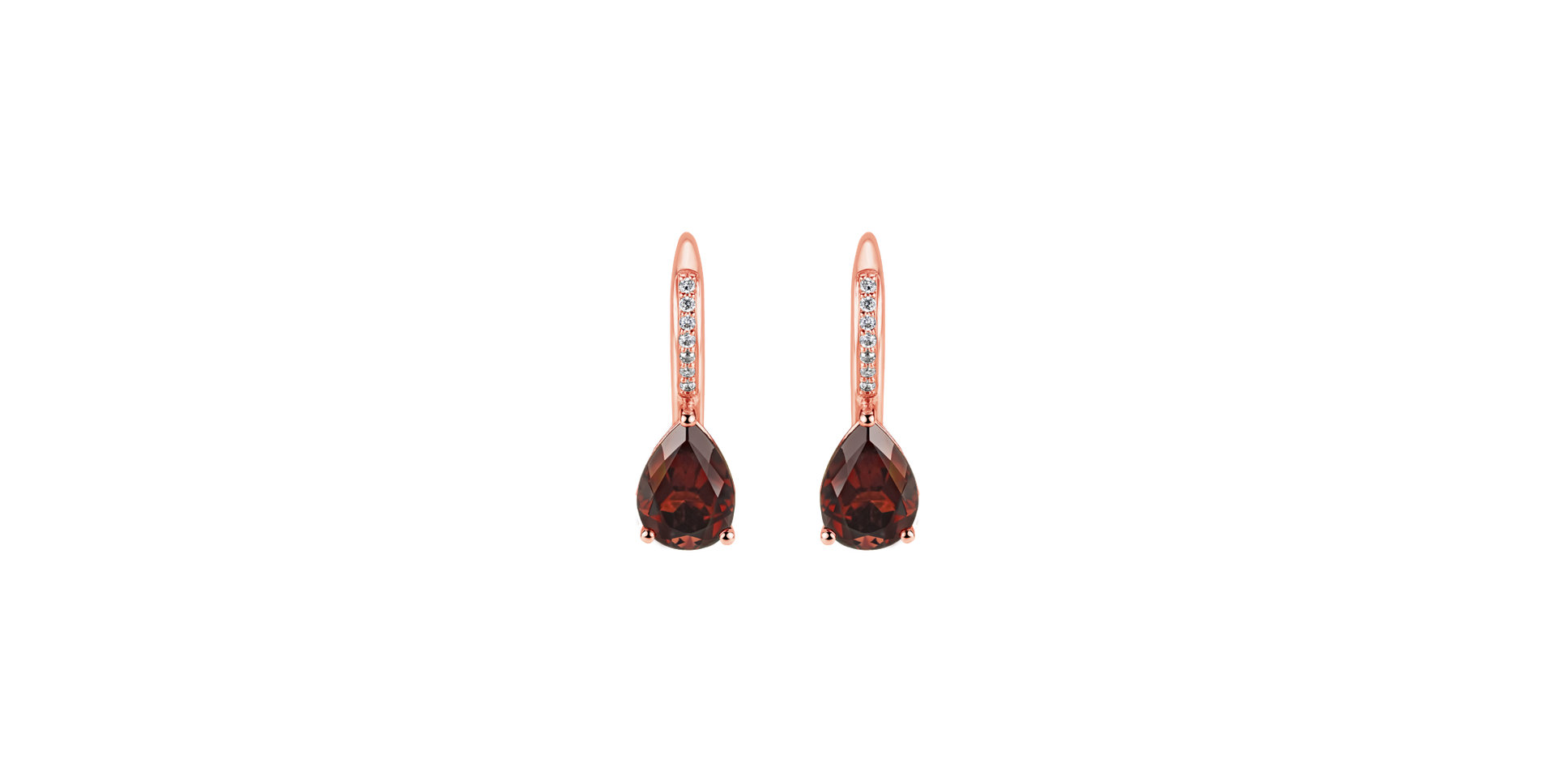 Diamond earrings with Garnet Tearfall