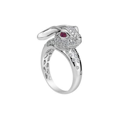 Prsteň s diamantmi a rubíny White Rabbit
