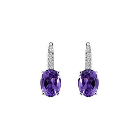 Náušnice s diamantmi a ametystom Iris Elegance