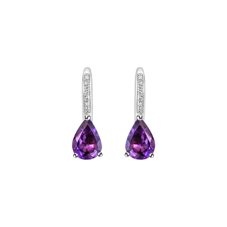 Náušnice s diamantmi a ametystom Tearfall