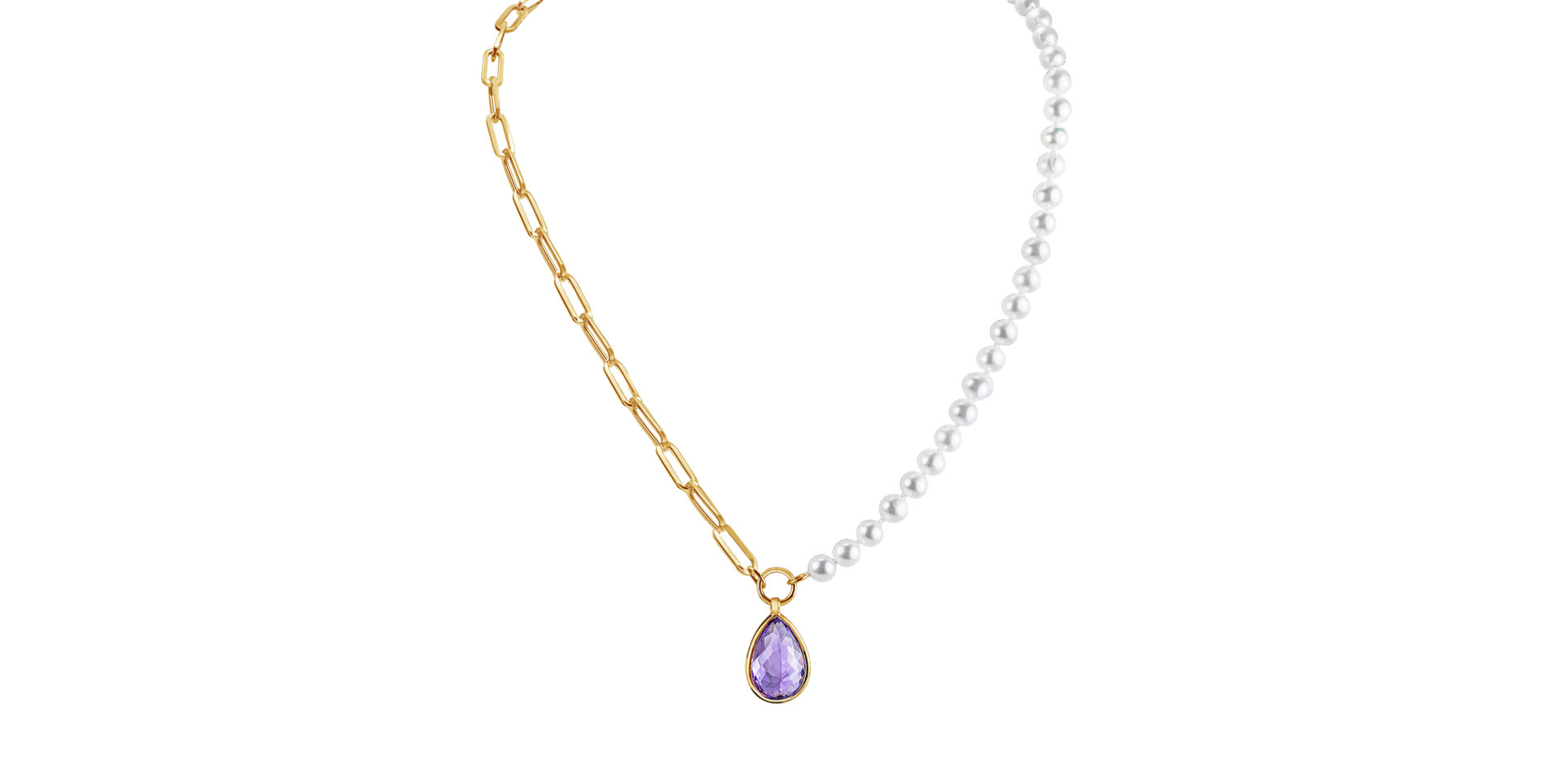 Náhrdelník s perlami a ametystom Lavender Twilight