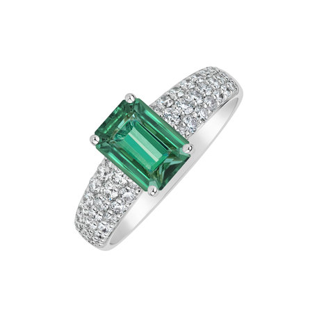 Prsteň s diamantmi a smaragdom Diamond Whisper