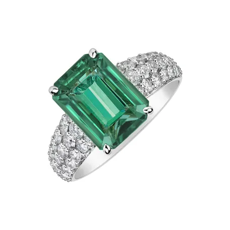 Prsteň s diamantmi a smaragdom Diamond Whisper