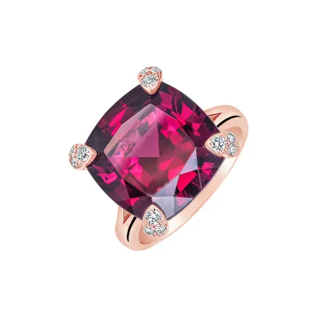 Prsteň s diamantmi a rhodolitom Scarlet Mirage