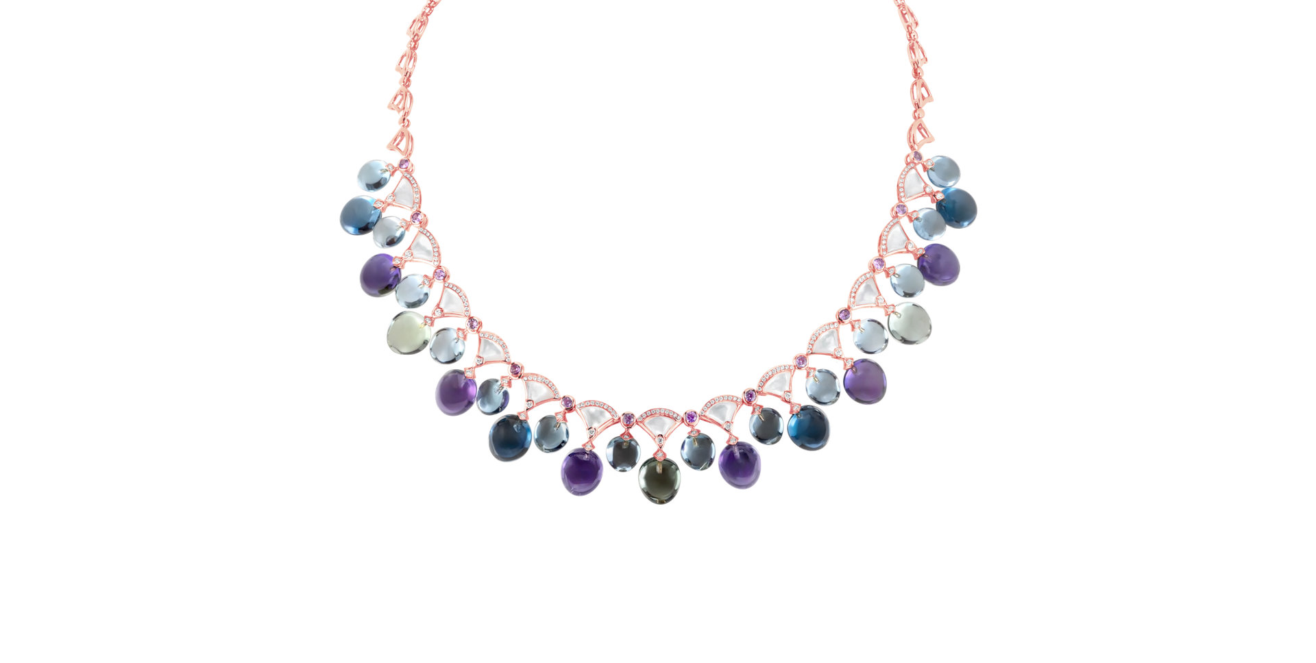 Náhrdelník s diamantmi a drahokamami Prismatic Rain