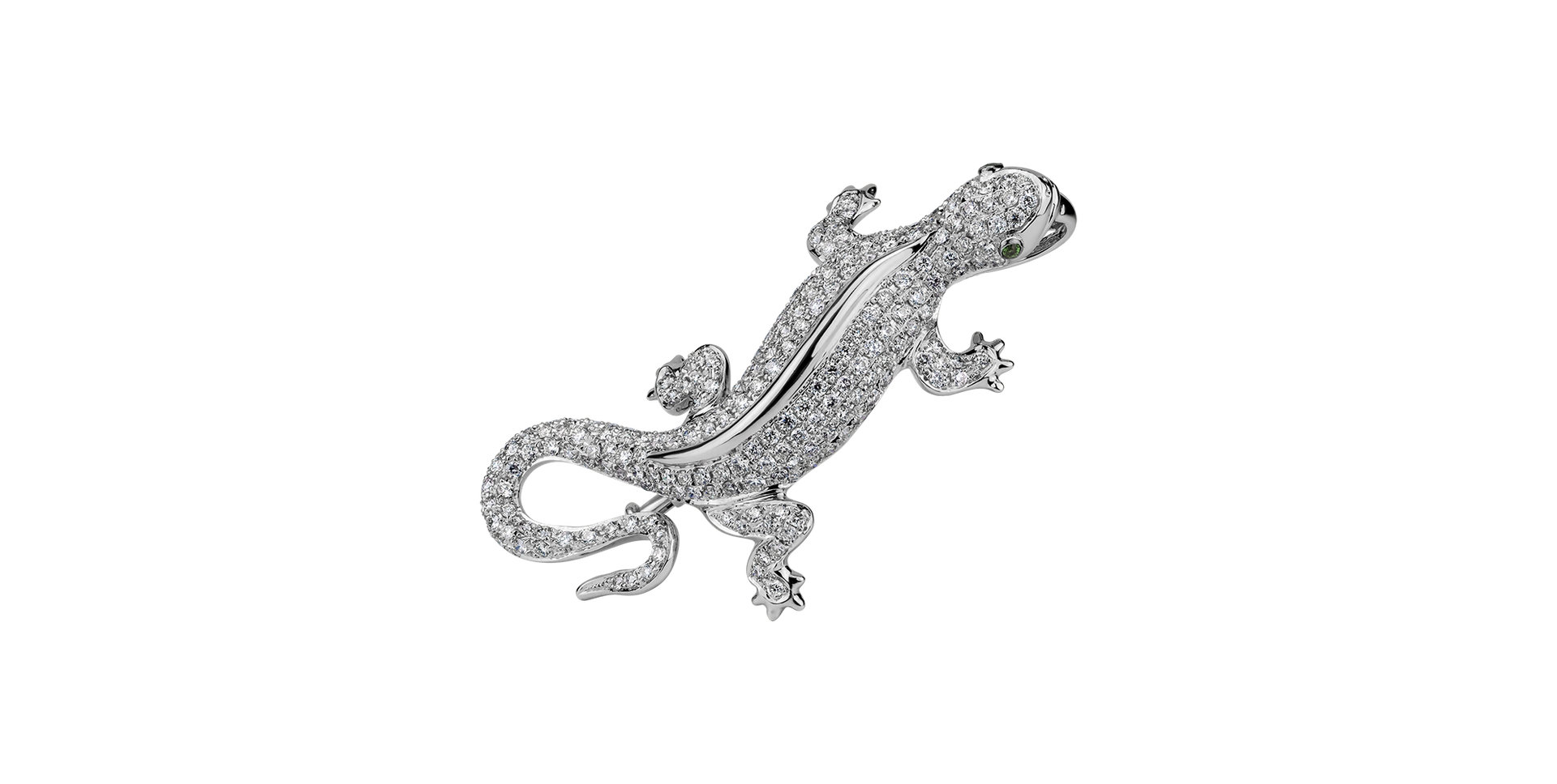Brošňa a prívesok s diamantmi a granátmi Diamond Gecko
