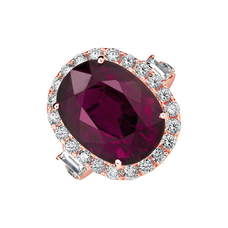 Prsteň 18kt ružové zlato s diamantom a turmalínom purple Venus Touch