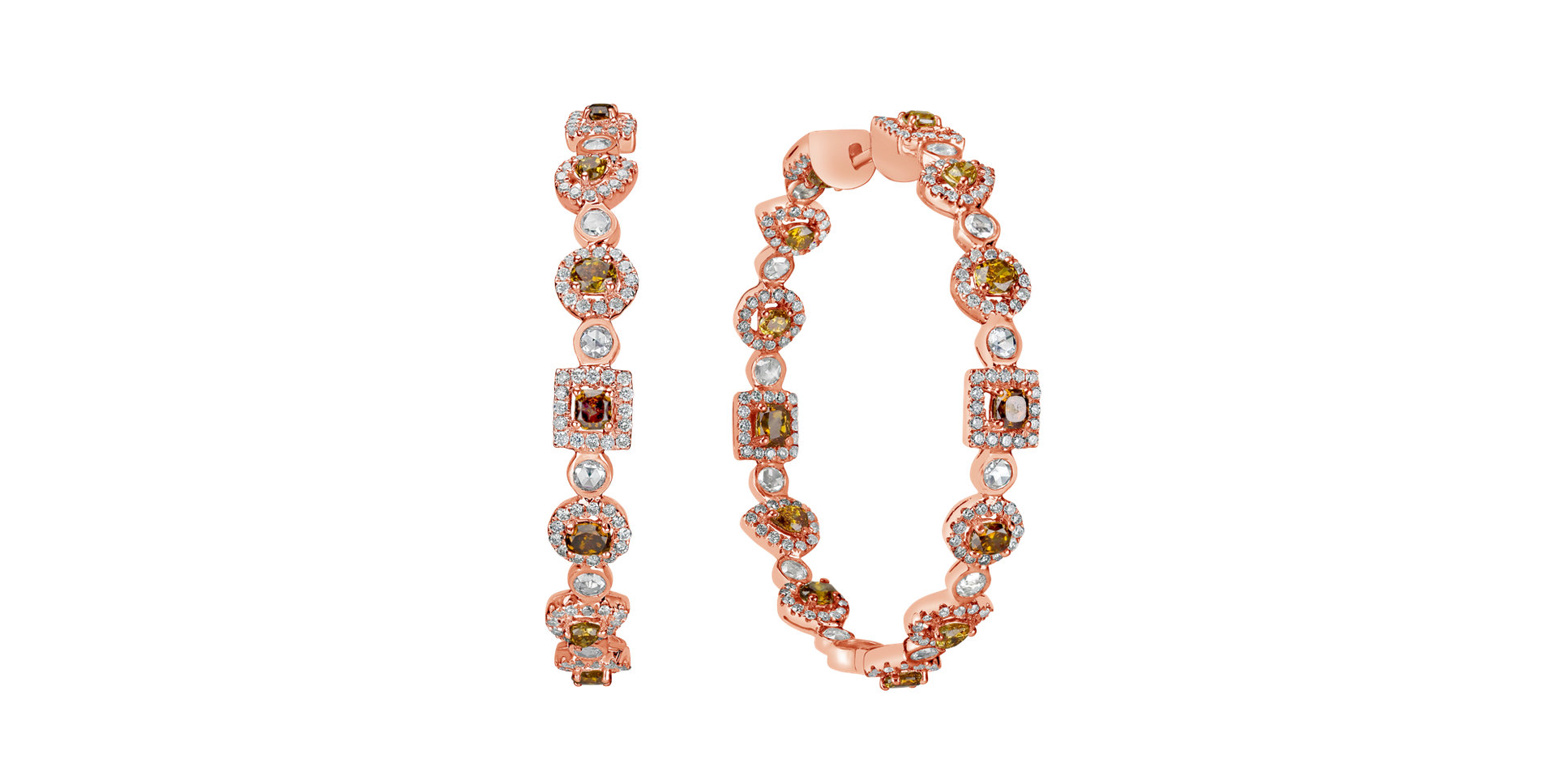 Náušnice s hnedými a bielymi diamantmi Earth Queen