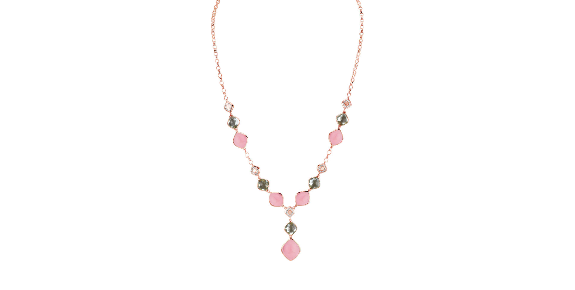 Náhrdelník s diamantmi, ametystmi a ruženínmi Caesarean Charm