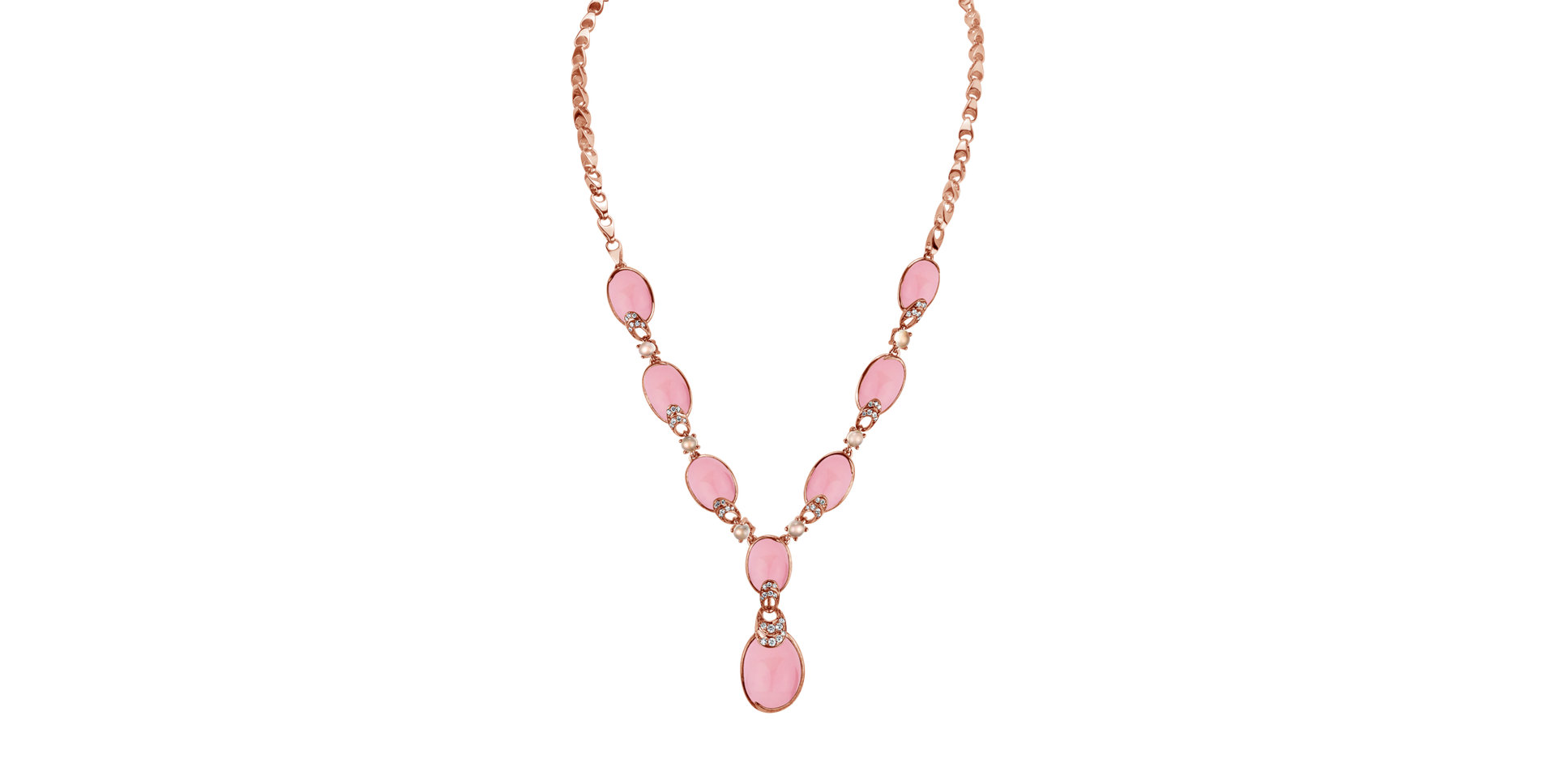 Náhrdelník s diamantmi, ruženínmi a quartzami Eternal Rainbow