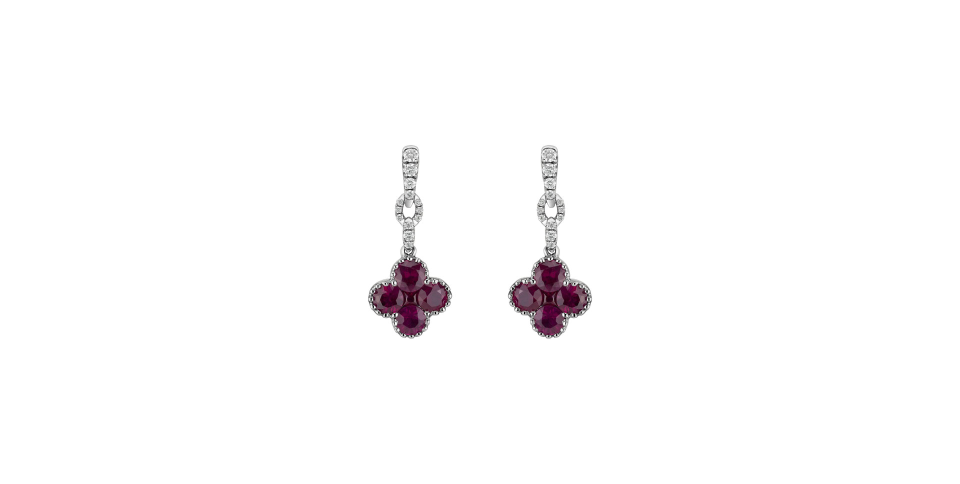 Náušnice s diamantmi a rubínmi Fire Clover