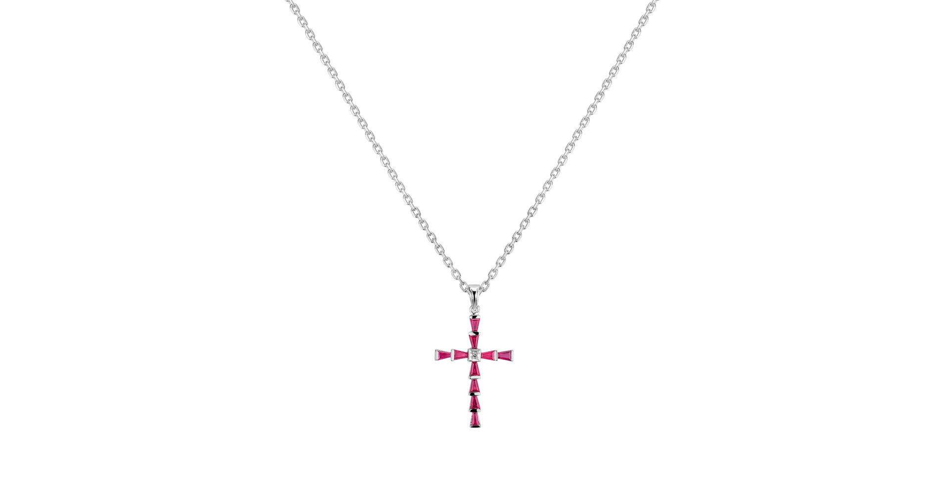 Přívěsok s diamantom a rubínmi Cross of Hope