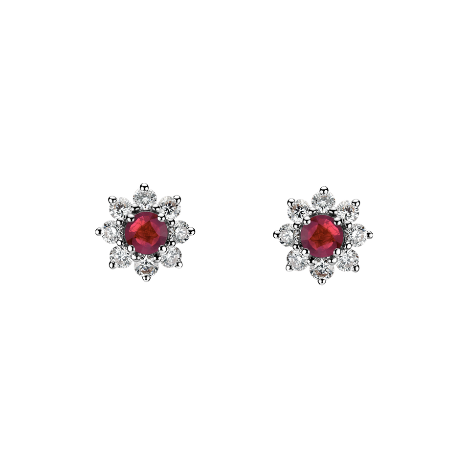 Náušnice s rubínom a diamantmi Celestial Romance
