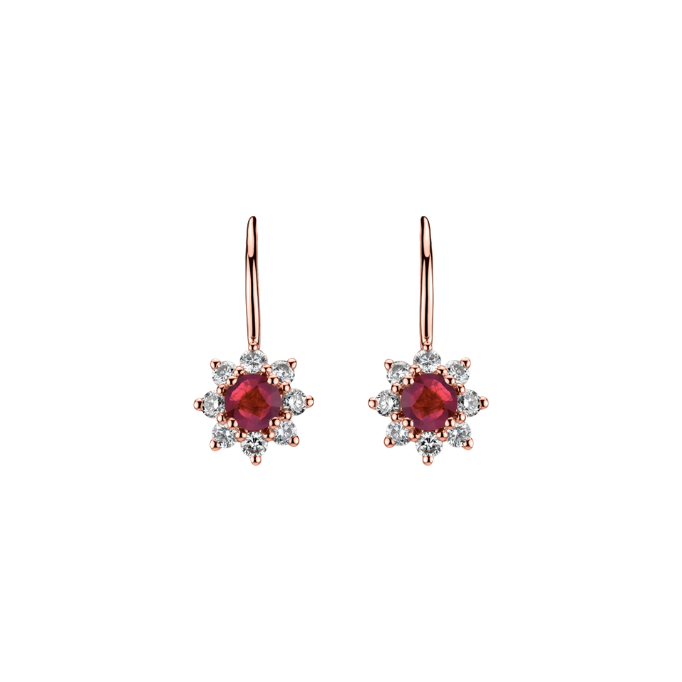 Náušnice s rubínom a diamantmi Celestial Romance