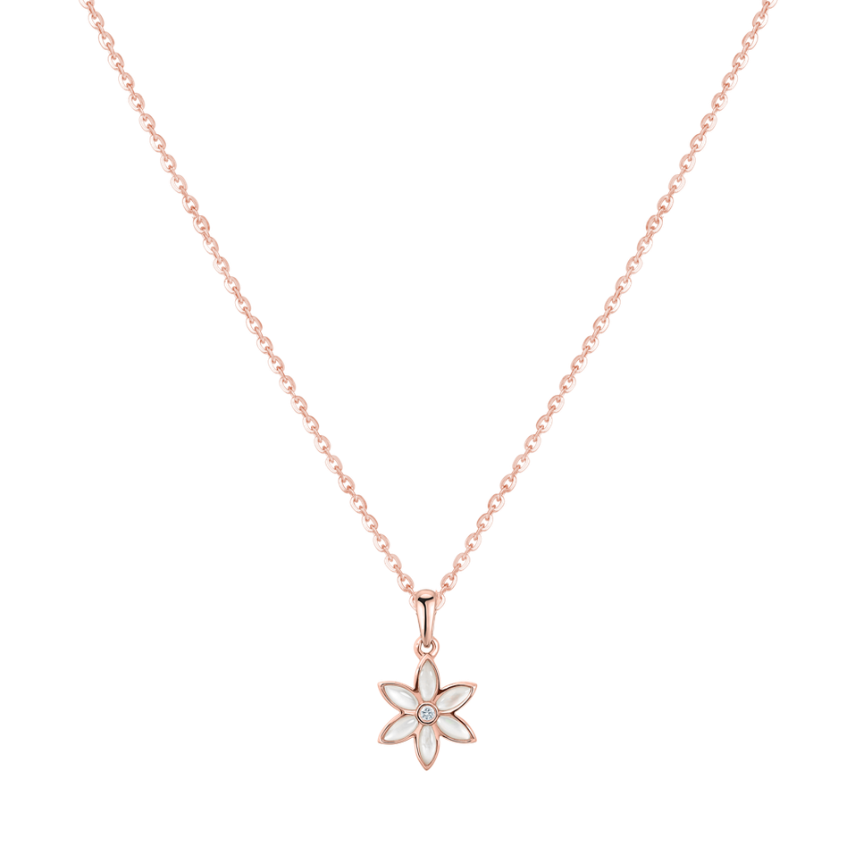 Prívesok s diamantom a perleťou Floral Symphony