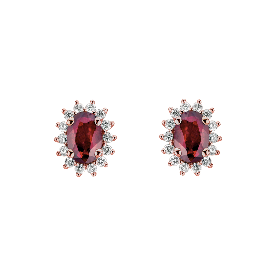Náušnice s rubínom a diamantmi Princess Sparkle