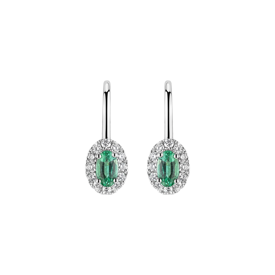 Náušnice s diamantmi a smaragdom Princess