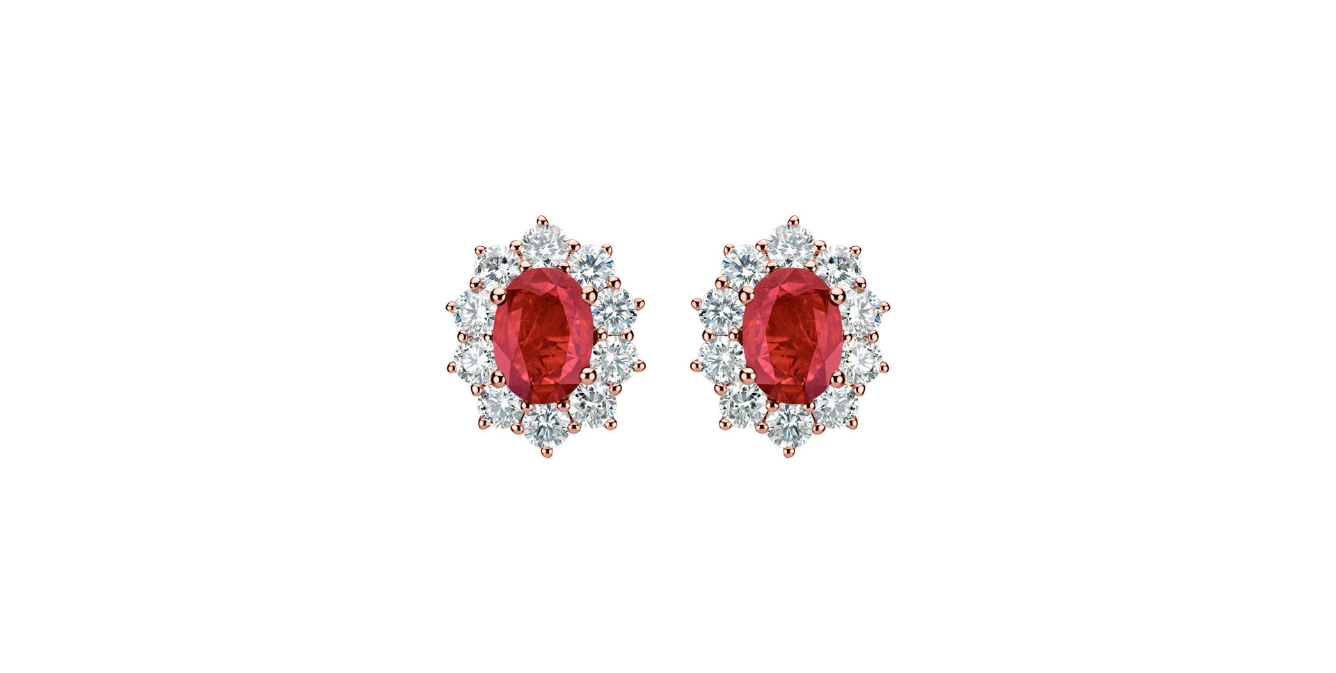 Náušnice s rubínom a diamantmi Princess Joy