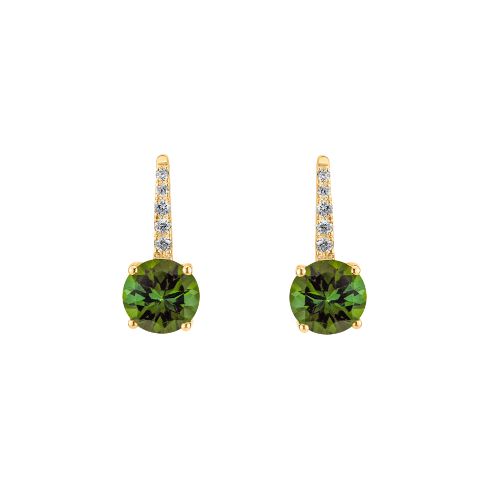 Náušnice s turmalínom a diamantmi Fairytale Gentility