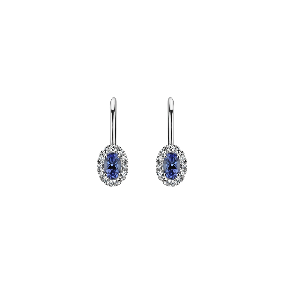 Náušnice 14kt biele zlato s diamantom a tanzanitom Imperial Allegory