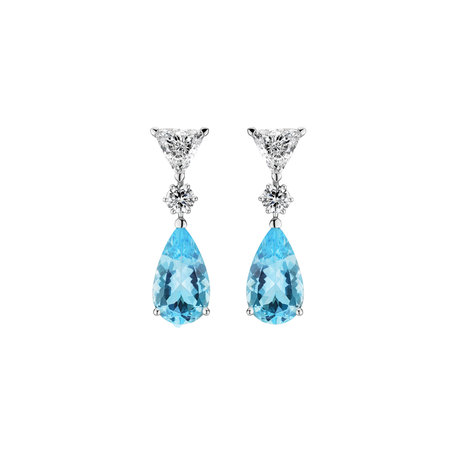Náušnice s akvamarínom a diamantmi Aquamarine Tears