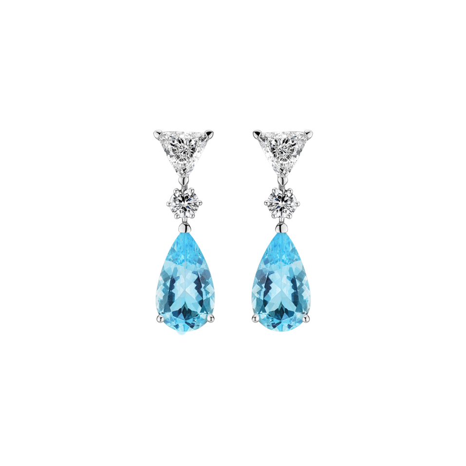 Náušnice s akvamarínom a diamantmi Aquamarine Tears