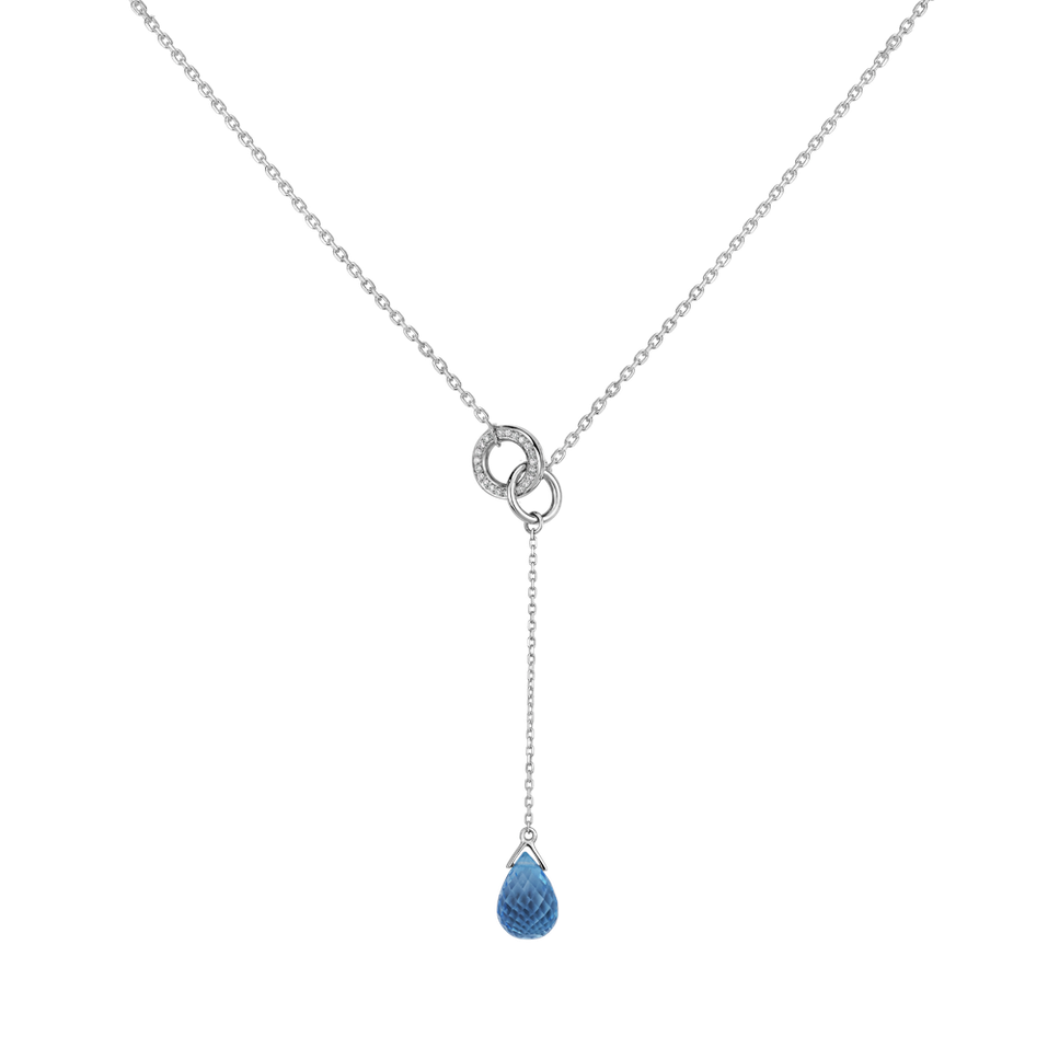 Náhrdelník s diamantmi a topásom Drop of Rain