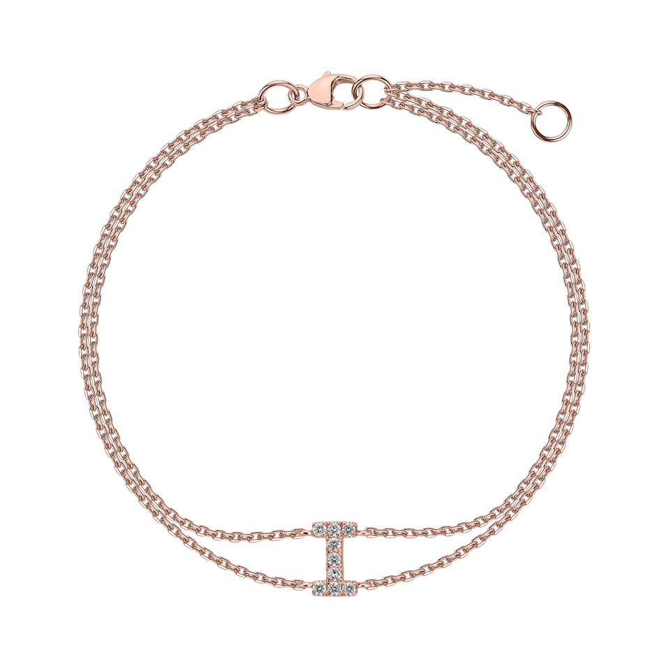 Náramok 14kt ružové zlato s diamantom Alphabet Constellations