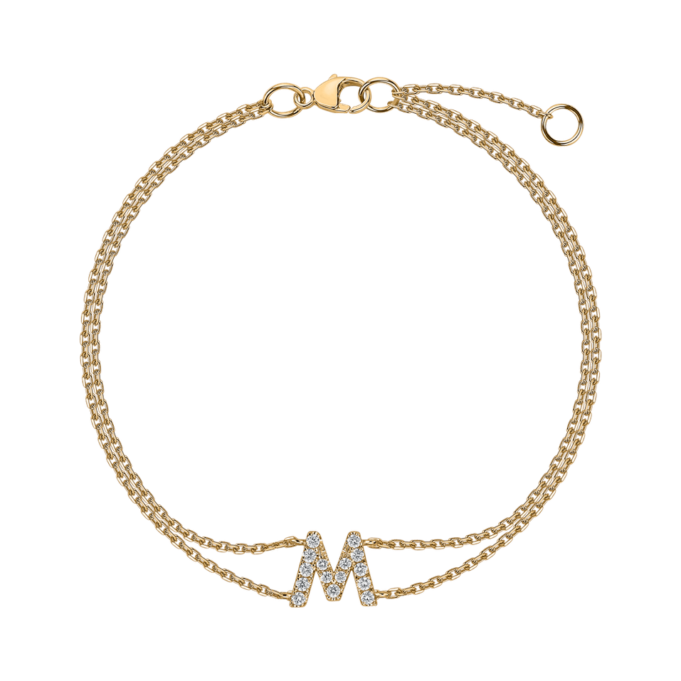 Náramok 14kt žlté zlato s diamantom Alphabet Constellations