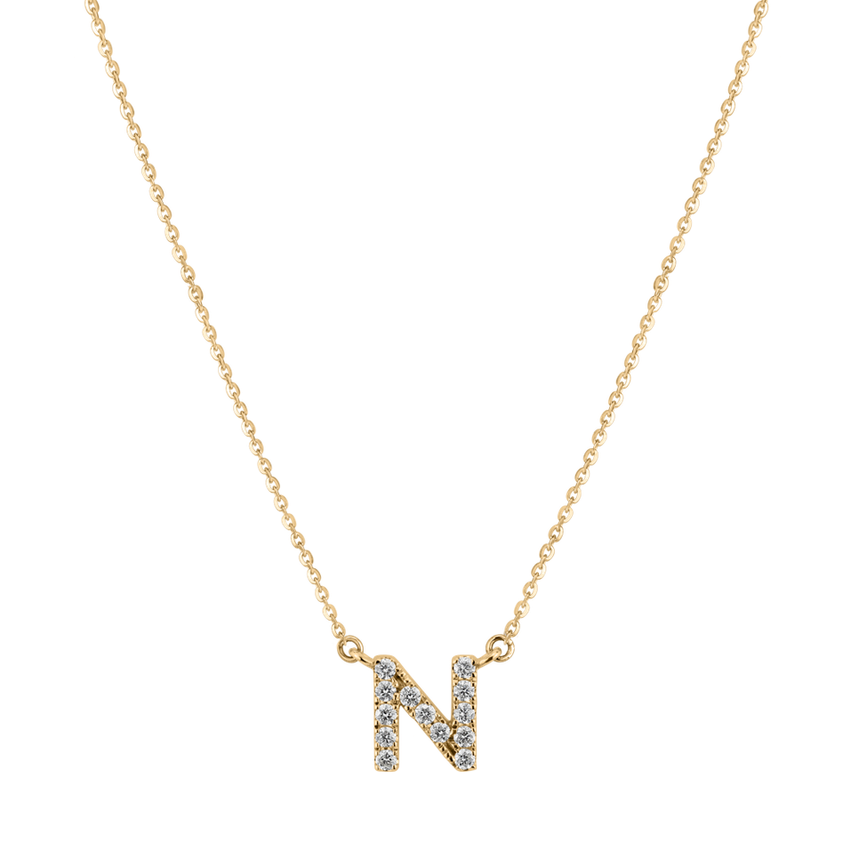 Náhrdelníl s diamantmi Shiny Alphabet