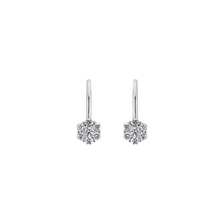 Náušnice 14kt biele zlato s diamantmi Shiny Flower
