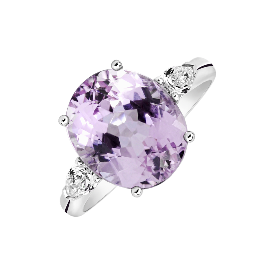 Prsteň s kunzitom a diamantmi Fiona