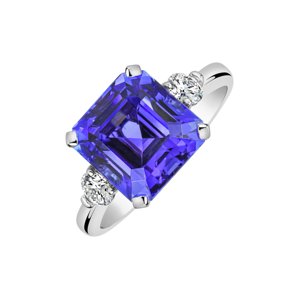 Prsteň s tanzanitom a diamantmi True Blue