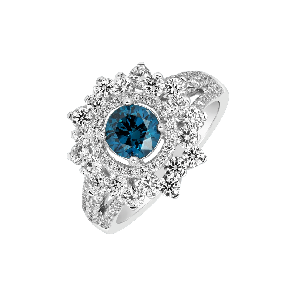 Prsteň s modrým diamantom a bielymi diamantmi Royal Despair