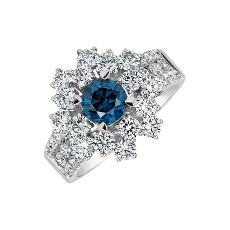 Prsteň s modrým diamantom a bielymi diamantmi Eye of Luxury