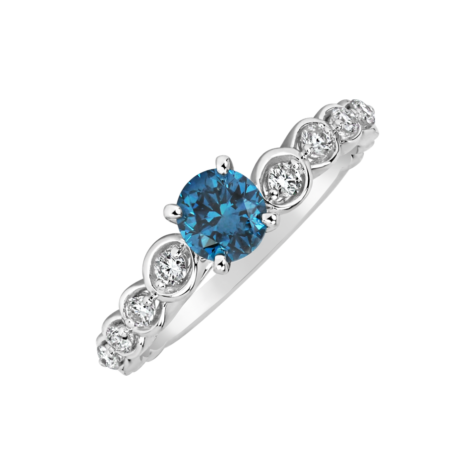 Prsteň s modrým diamantom a bielymi diamantmi Regal Lie