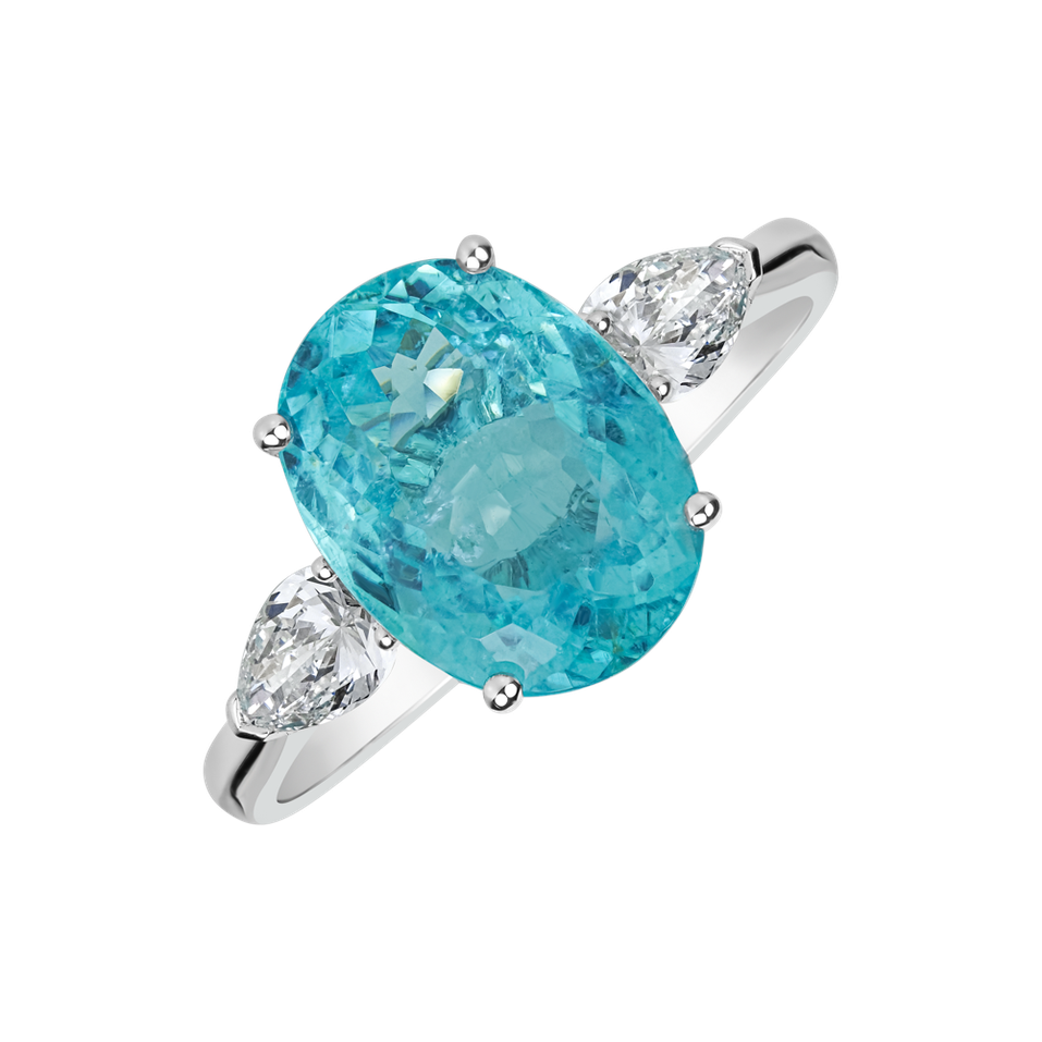 Prsteň s diamantmi a paraibou Fiona