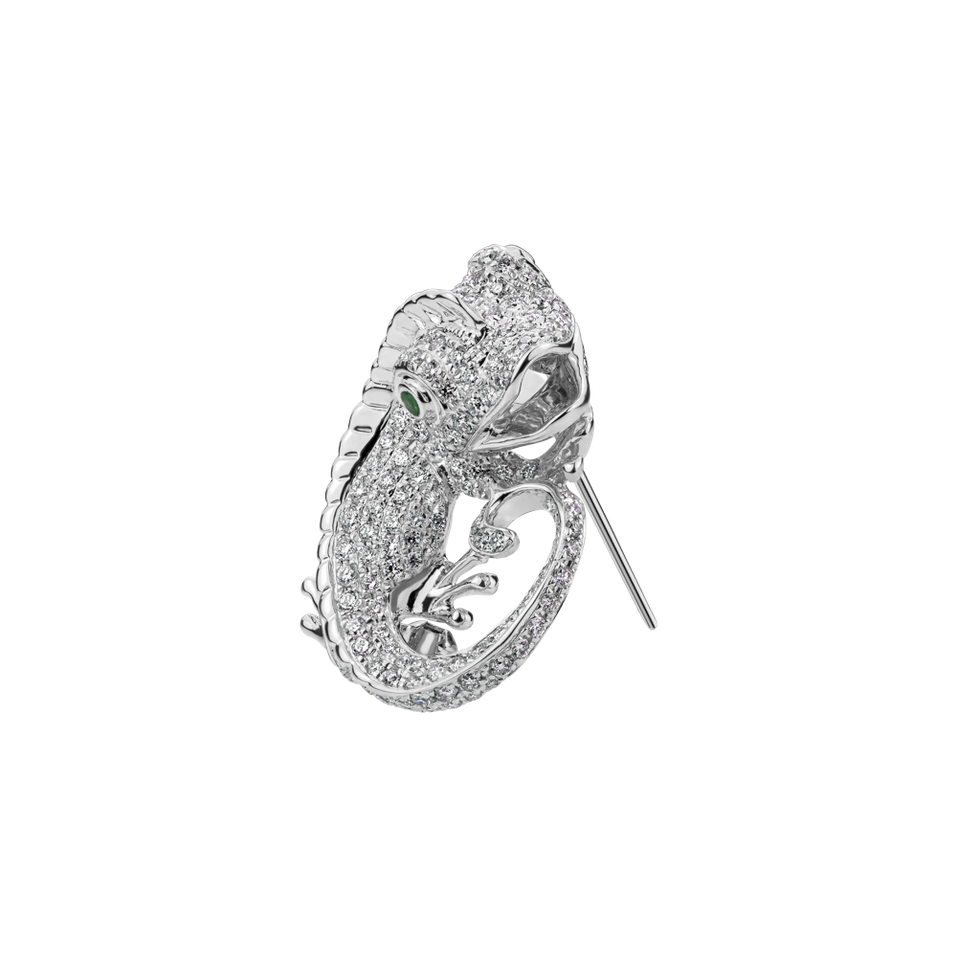 Brošňa a prívesok s diamantmi a smaragdami Chameleon