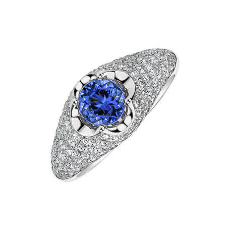 Prsteň s diamantmi a tanzanitom Deluxe Quatrefoil