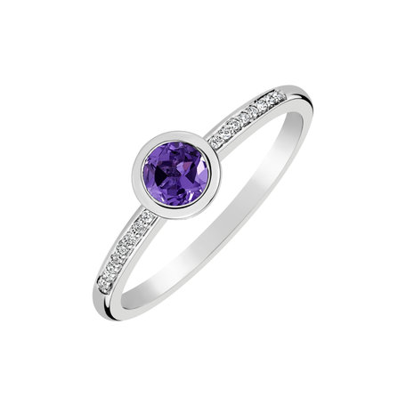 Prsteň s diamantmi a ametystom Regal Elegance