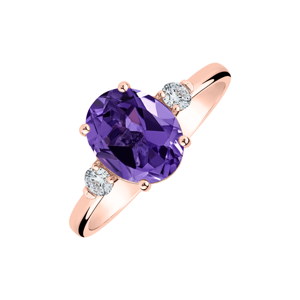 Prsteň s diamantmi a ametystom Violet Dusk