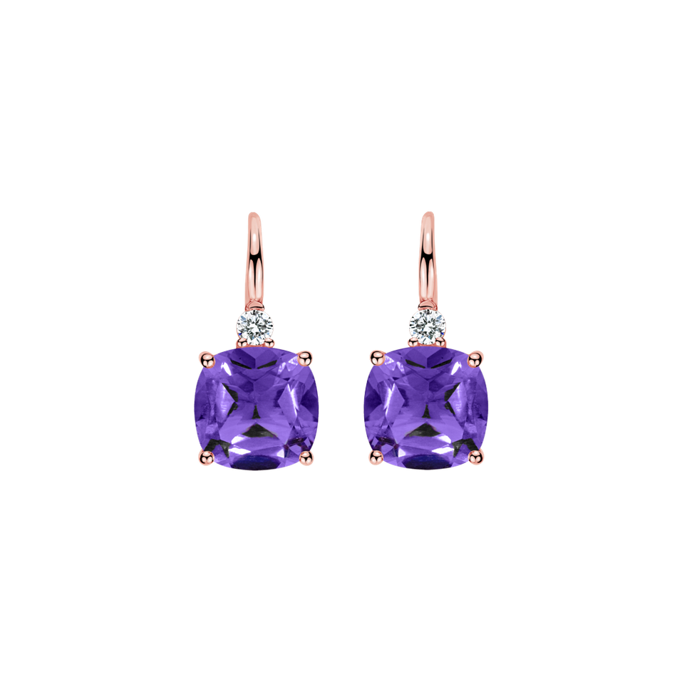 Náušnice s diamantom a ametystom The Duchess