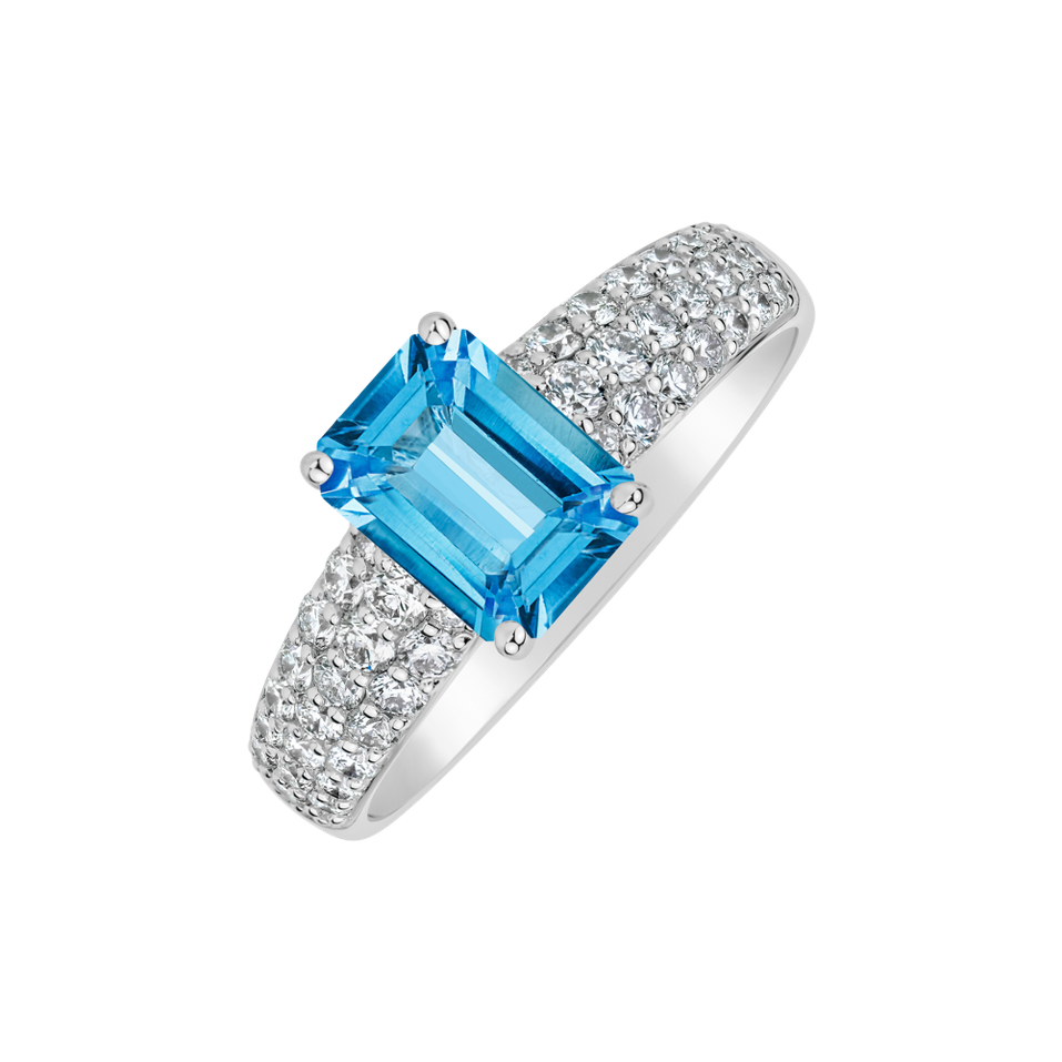 Prsteň s diamantmi a topásom Diamond Whisper