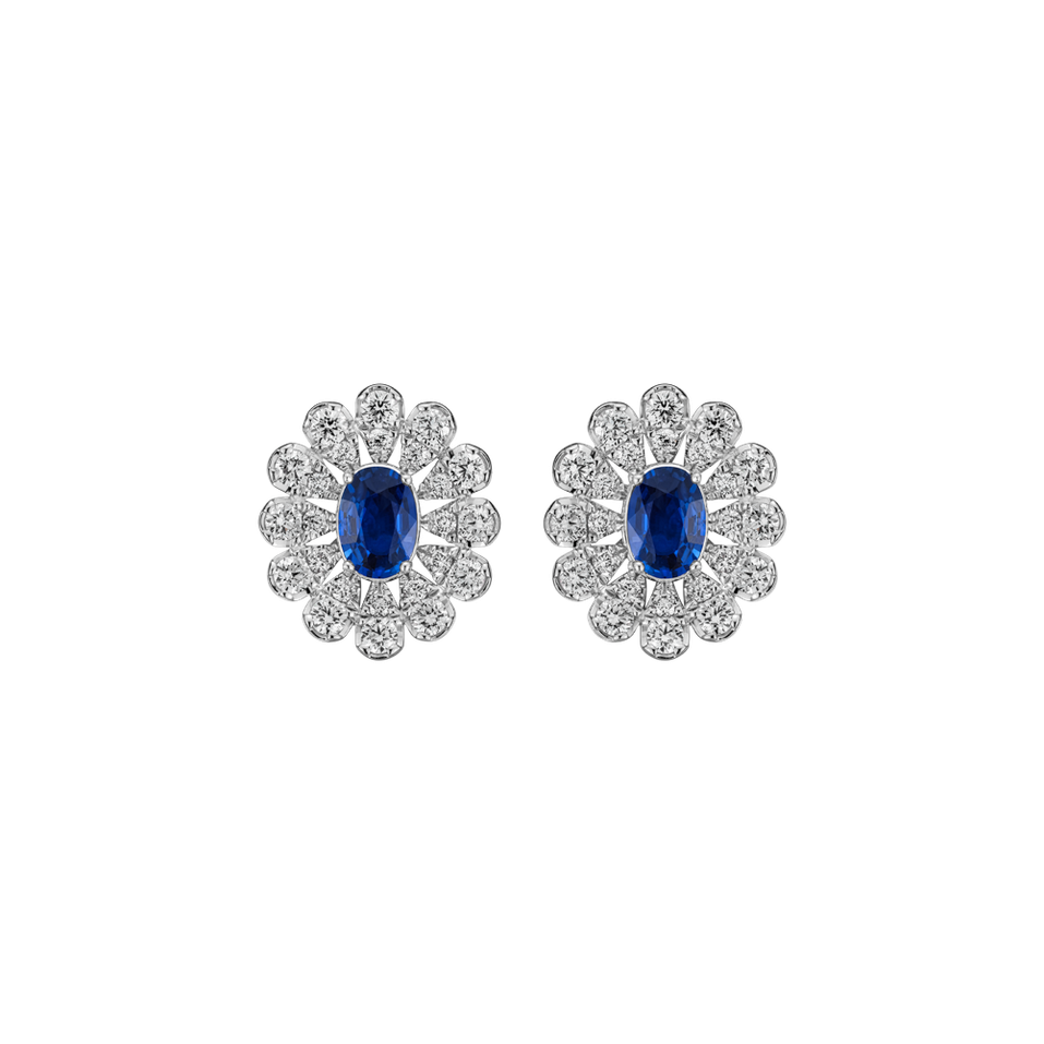 Náušnice s diamantmi a zafírom Starlight Bloom