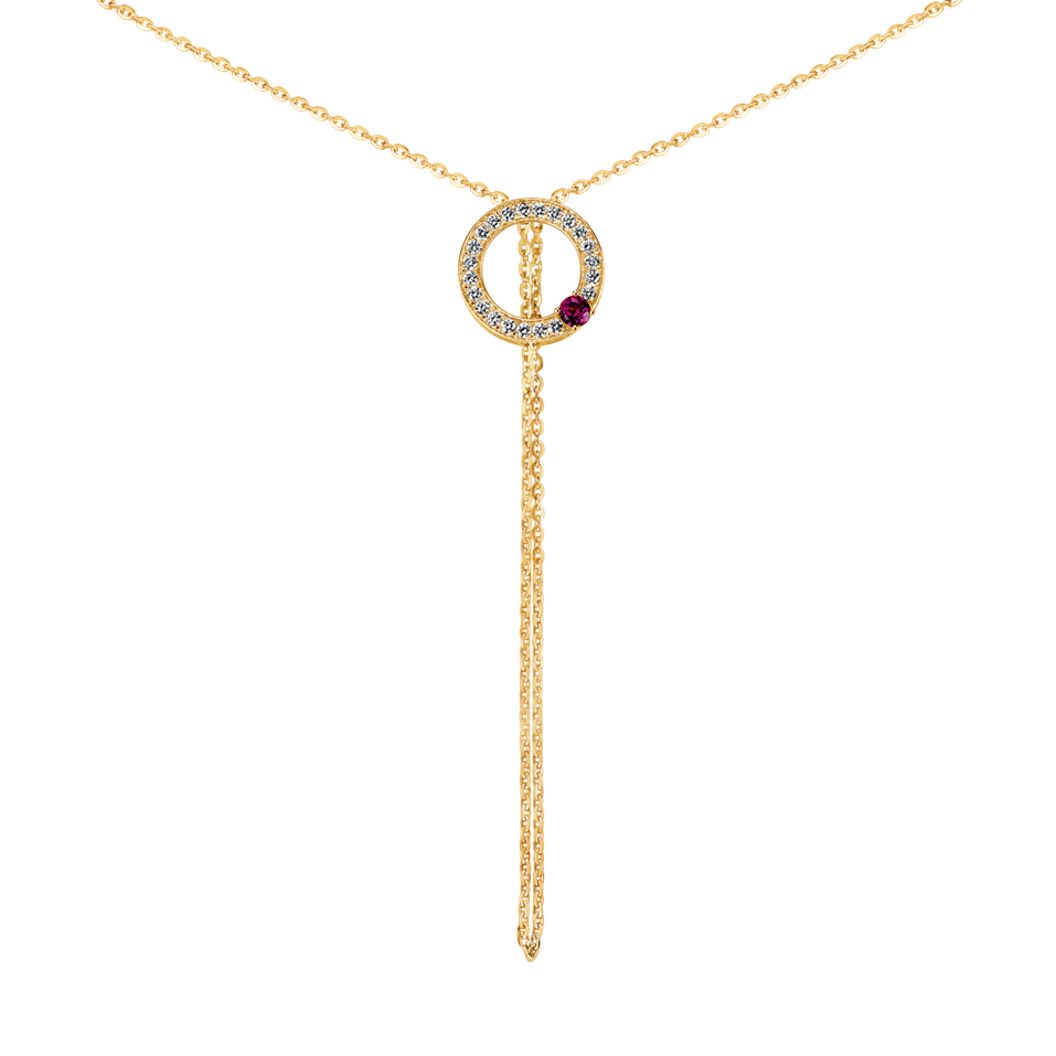 Náhrdelník s diamantmi a rhodolitom Perfect Sphere